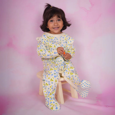 FLORAL RUFFLE FOOTIE