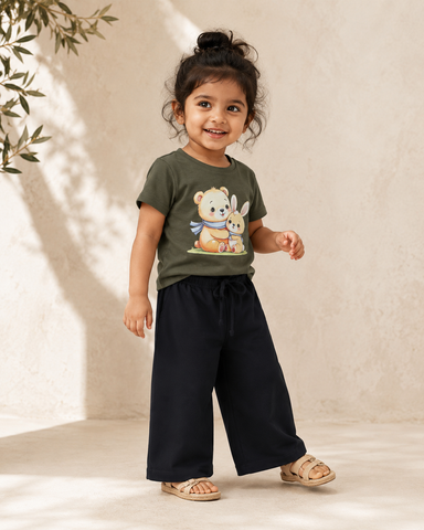 Bunny and Teddy Print Co-ord Set Lyocell Cotton | Olive Green
