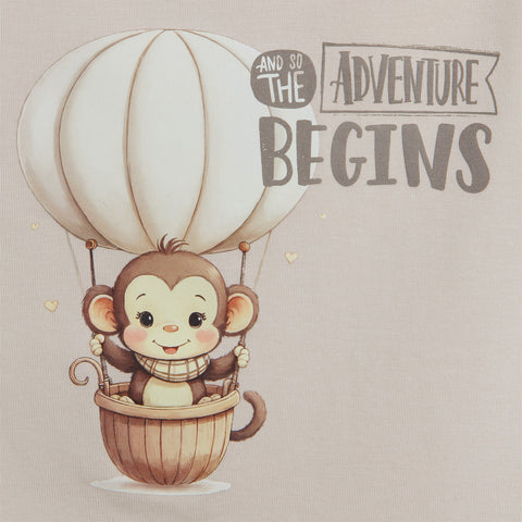 Kiki the Monkey Tshirt Pyjama Set Lyocell Cotton Blend | Beige