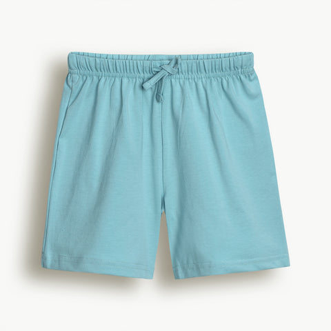 Lyocell Cotton Girls Tshirt Shorts Set "Mimo the Lion"  print, Aqua Blue