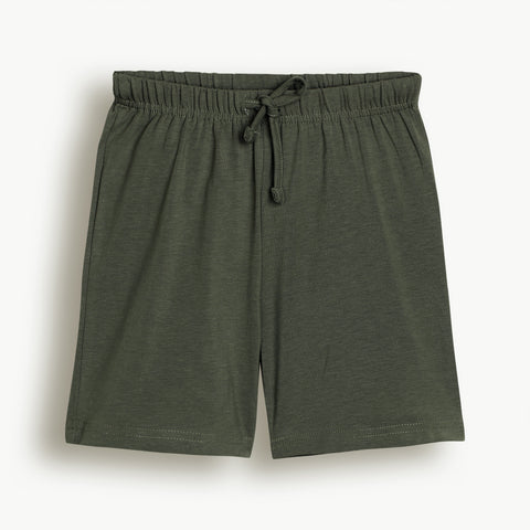 Lyocell Cotton Girls Tshirt Shorts Set "Mimo the Lion"  print, Olive Green