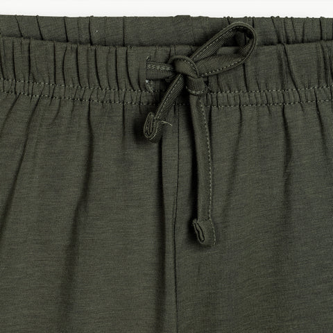 Lyocell Cotton Girls Tshirt Shorts Set "Mimo the Lion"  print, Olive Green