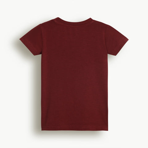 Lyocell Cotton Girls Tshirt Shorts Set "Kiki the Monkey"  print, Maroon