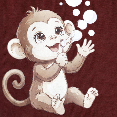 Lyocell Cotton Girls Tshirt Shorts Set "Kiki the Monkey"  print, Maroon