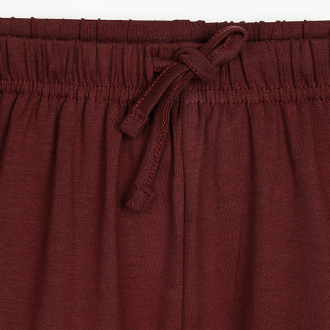 Lyocell Cotton Girls Tshirt Shorts Set "Kiki the Monkey"  print, Maroon