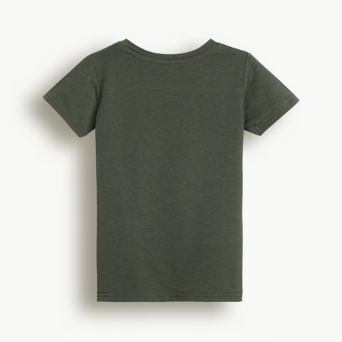 Lyocell Cotton Girls Tshirt Shorts Set "Coco & Bella"  print, Olive Green