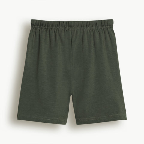 Lyocell Cotton Girls Tshirt Shorts Set "Coco & Bella"  print, Olive Green