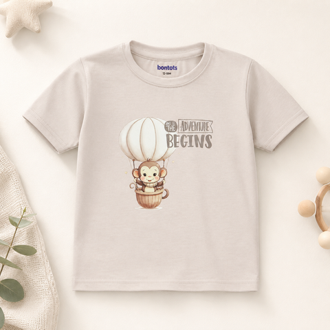 Kiki the Monkey Tshirt Pyjama Set Lyocell Cotton Blend | Beige