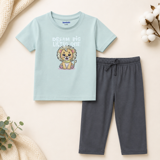 Mimo the Lion TShirt Pyjama Set Lyocell Cotton | Blue