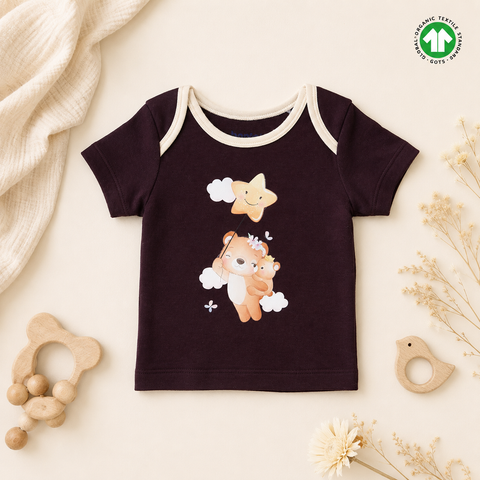 Organic Cotton Teddy Print T Shirt Shorts 2 Pcs Set