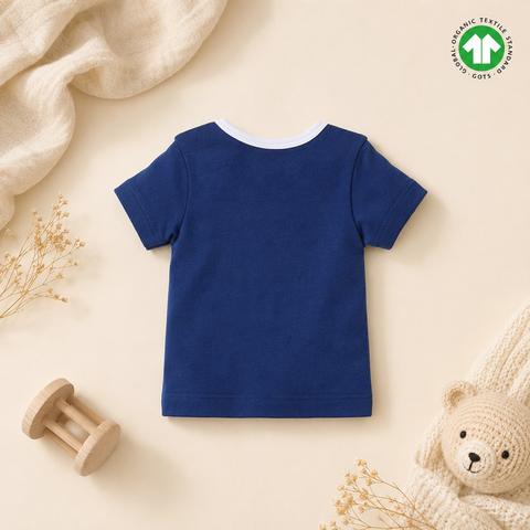 Organic Cotton Blue Tshirt Shorts 2 Pcs Set Boys