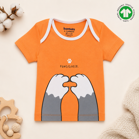 "Pawsitively" Cute Organic Cotton Baby Tee – Soft, Playful & Everyday Comfy