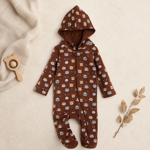 Organic Cotton Sleepsuit (2pc Combo) Brown & Yellow