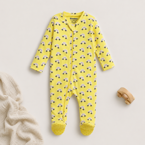 Organic Cotton Sleepsuit (2pc Combo) Brown & Yellow
