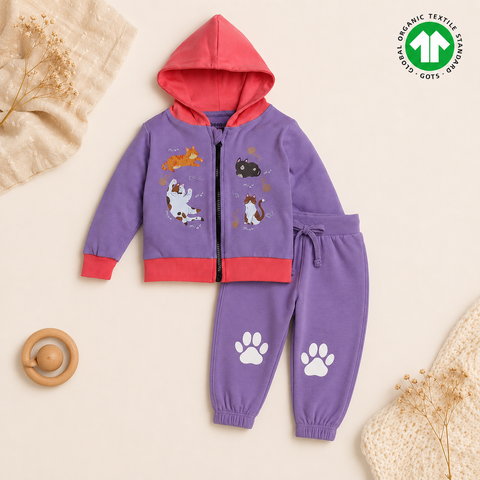 Organic Cotton Zipper Hoodie Jogger 2 Pcs Set