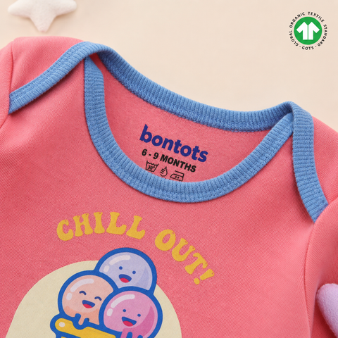 Chill Out! Ice-Cream Pink Organic Cotton Sleepsuit – Soft, Snug & Super Cute