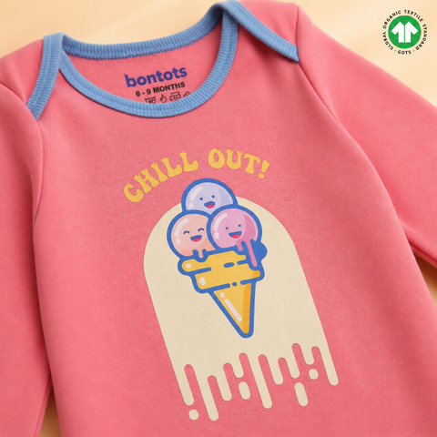 Chill Out! Ice-Cream Pink Organic Cotton Sleepsuit – Soft, Snug & Super Cute