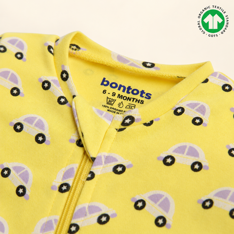 Sunny Drive Organic Cotton Sleepsuit – Soft, Safe & Super Easy Dressing