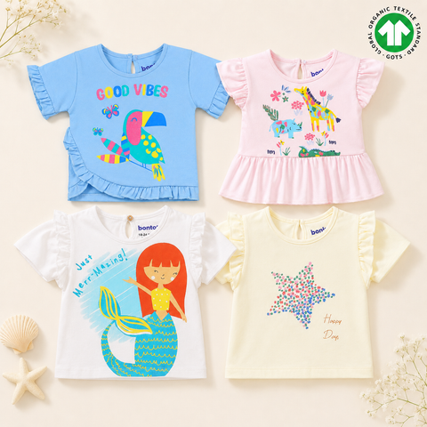 Organic Cotton Girls Tshirts (Pack of 4)