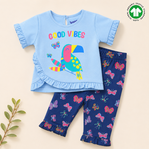 Organic Cotton Ruffle TShirt Pajama 2 Pcs Set