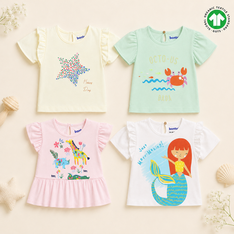 Organic Cotton Girls TShirt (Pack of 4)