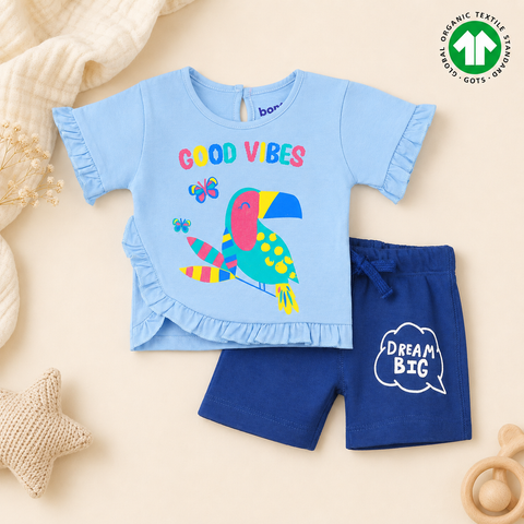Organic Cotton Ruffle TShirt Shorts 2 Pcs Set
