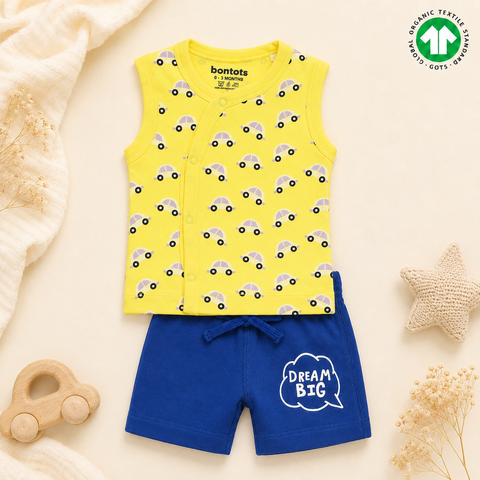 Jhabla Shorts Set Organic Cotton Yellow Blue