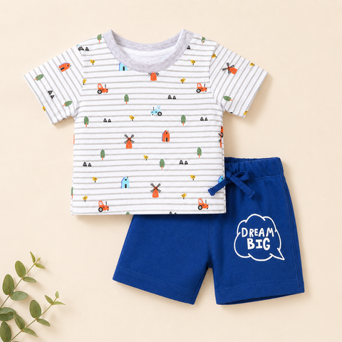 Organic Cotton Farm AOP Print T Shirt Shorts 2 Pcs Set