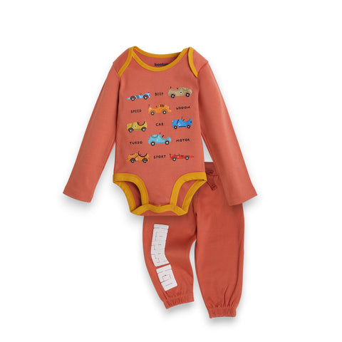 Organic Cotton Racing Car Theme Bodysuit & Jogger Set
