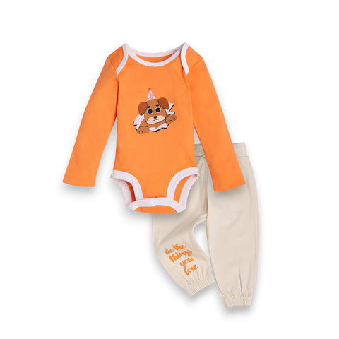 100% Organic Cotton Puppy Theme Bodysuit & Jogger Set