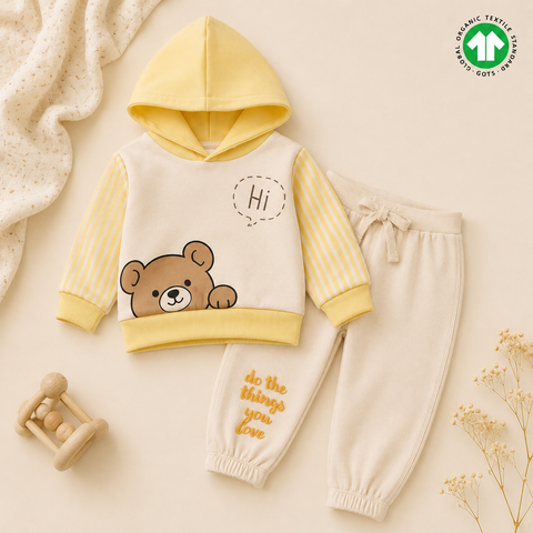 Baby Boys & Girls Teddy Bear Hoodie & Jogger 2 Pcs Set