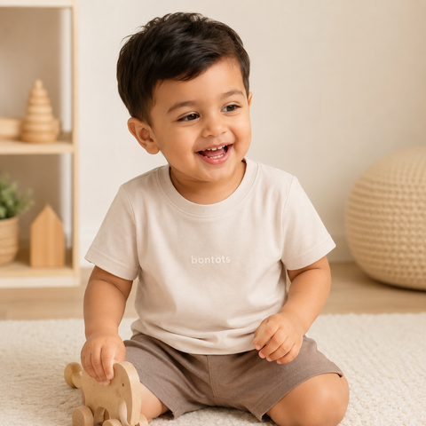 bontots logo Tshirt Lyocell Cotton Blend | Beige