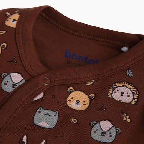 Organic Cotton Baby Jhabla with Cute Animal Print – Soft Breathable, Snap Button Front Open