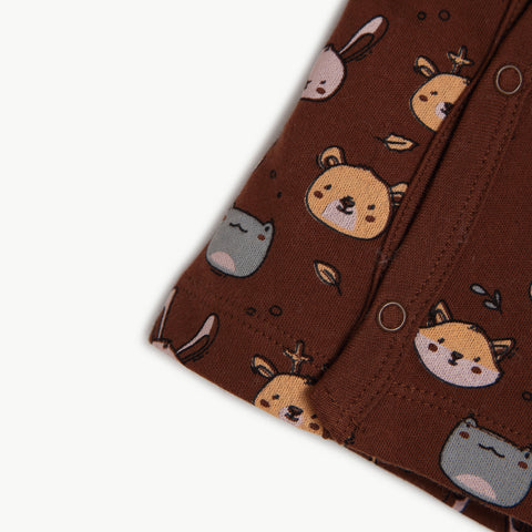 Organic Cotton Baby Jhabla with Cute Animal Print – Soft Breathable, Snap Button Front Open