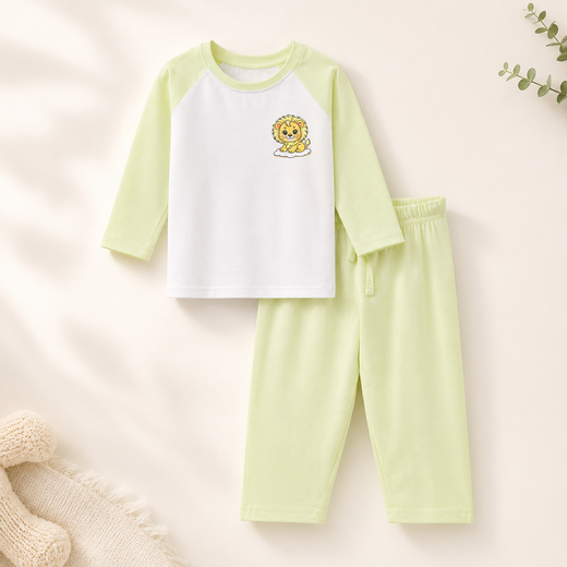 Mimo the Lion | Raglan Night Suit | Lyocell Cotton | Green