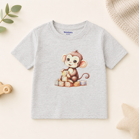 Kiki the Monkey Tshirt Shorts Set Lyocell Cotton Blend | Grey