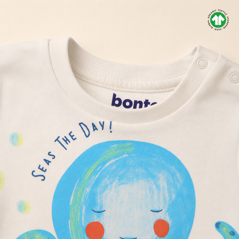 Bodysuit Short Sleeve Organic Cotton Blue & White