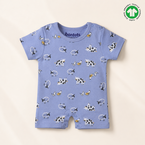 Organic Cotton Romper Half Sleeve Boys Grey
