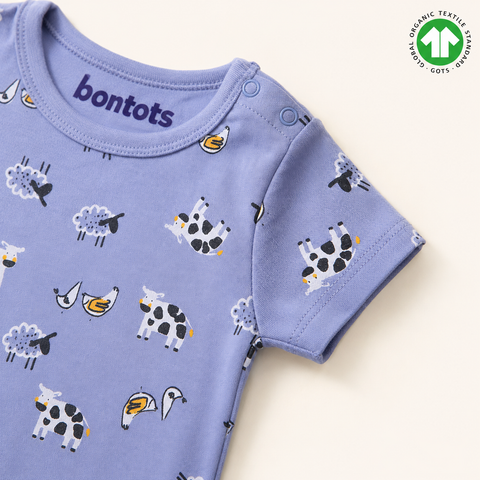 Organic Cotton Romper Half Sleeve Boys Grey