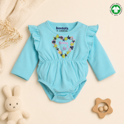 Organic Cotton Bodysuit Full Sleeve Girls Green