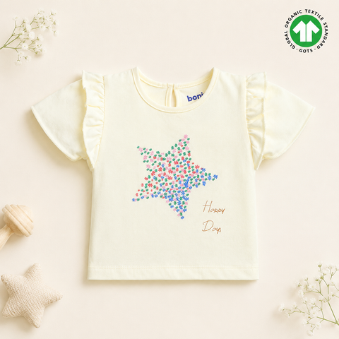 Organic Cotton Ruffle T Shirt and Shorts 2 Pcs Set