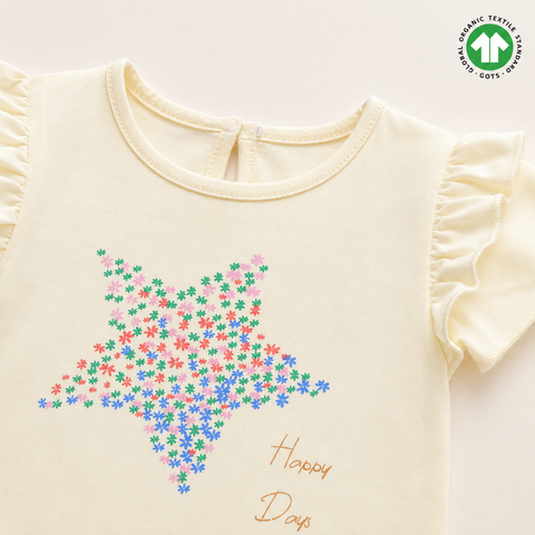 Organic Cotton Ruffle TShirt Girls Cream
