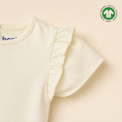 Organic Cotton Ruffle TShirt Girls Cream