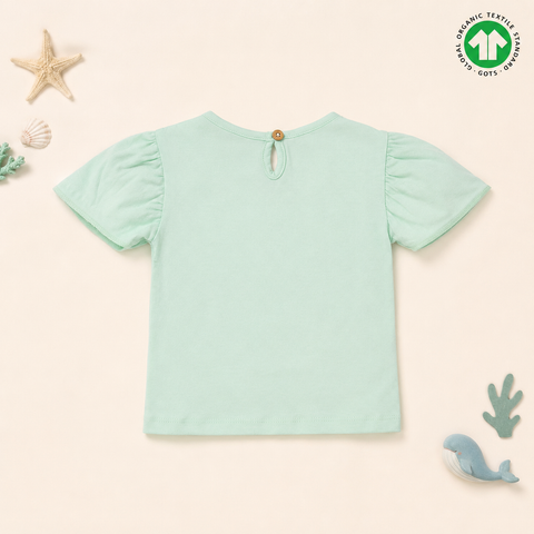 Organic Cotton Crab Print T Shirt Shorts 2 Pcs Set Girls