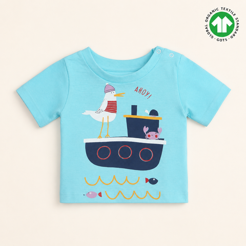 Organic Cotton Sailor Print T Shirt Shorts 2 Pcs Set boys