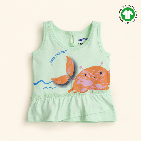 Organic Cotton Sleeveless Ruffle Top and Shorts 2 Pcs Set Girls
