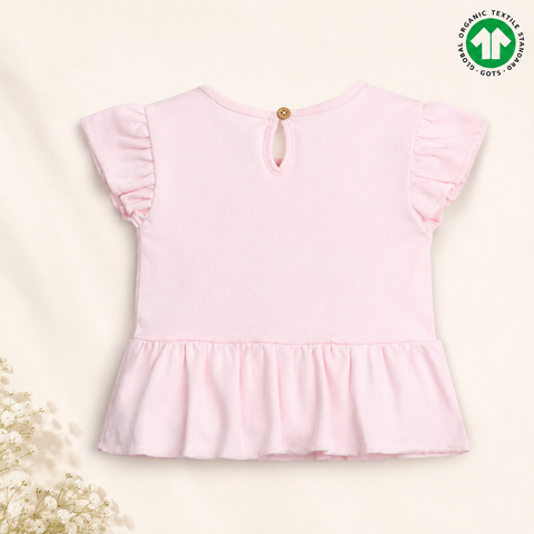 Organic Cotton Ruffle Top Girls Pink