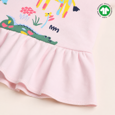 Organic Cotton Ruffle Top Girls Pink