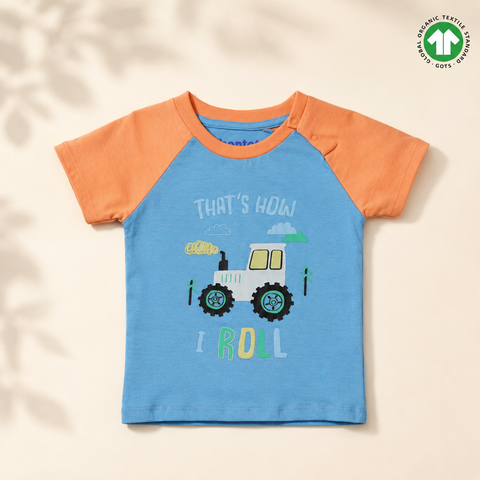 Organic Cotton Raglan Tshirt Shorts 2 Pcs Set Boys