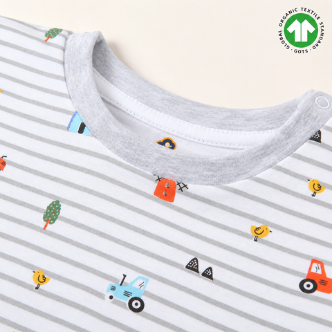Organic Cotton AOP Farm Print TShirt Grey